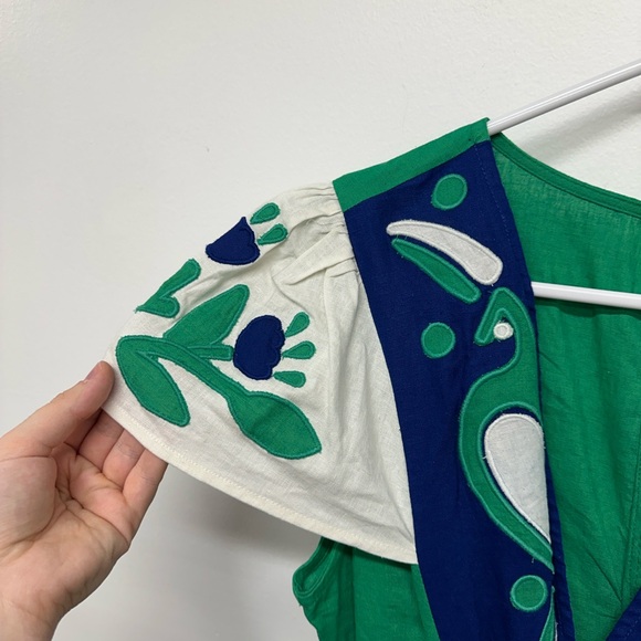 Farm Rio Soft Garden Patchwork Linen-Blend Midi Dress NWT - Picture 12 of 14